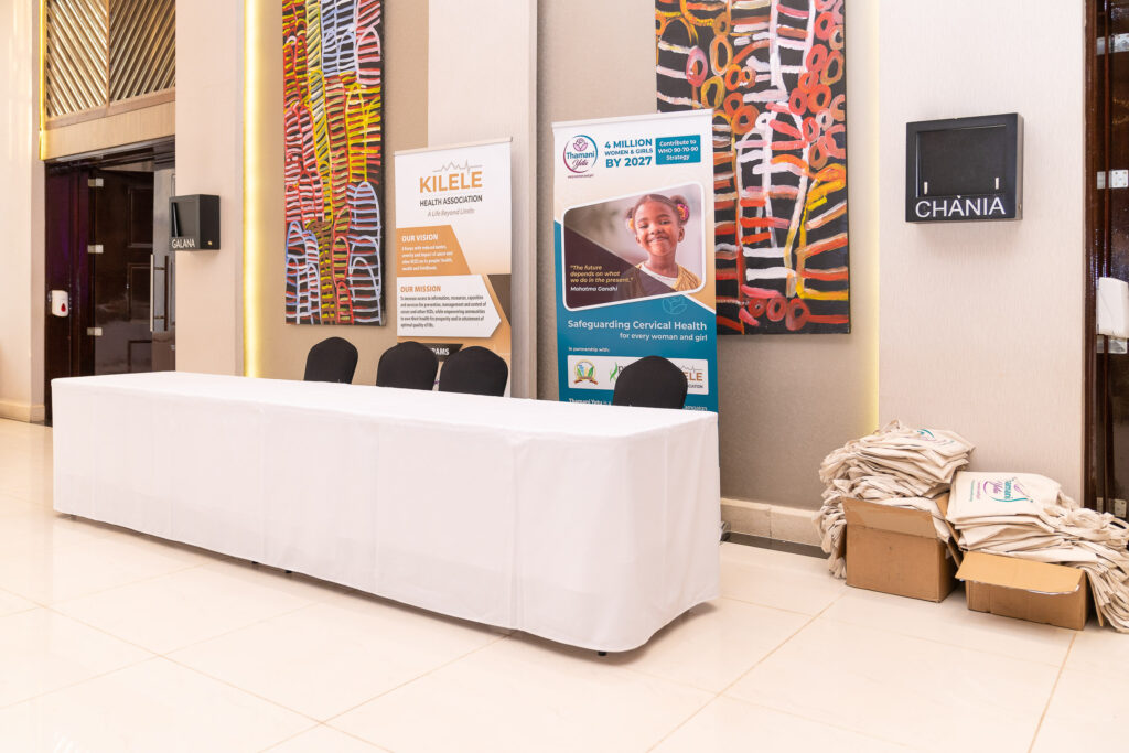 Exhibition stand set up at a conference venue